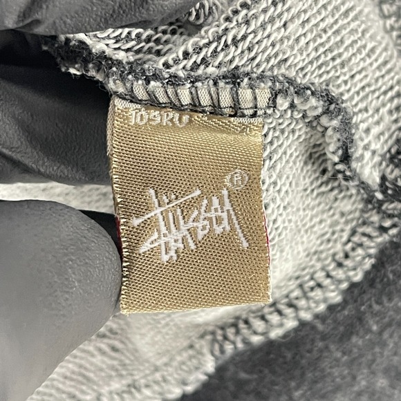Stussy Sweater Womens Small Gray Graphic Print Long Sleeve Pullover Boat Neck - Picture 9 of 12